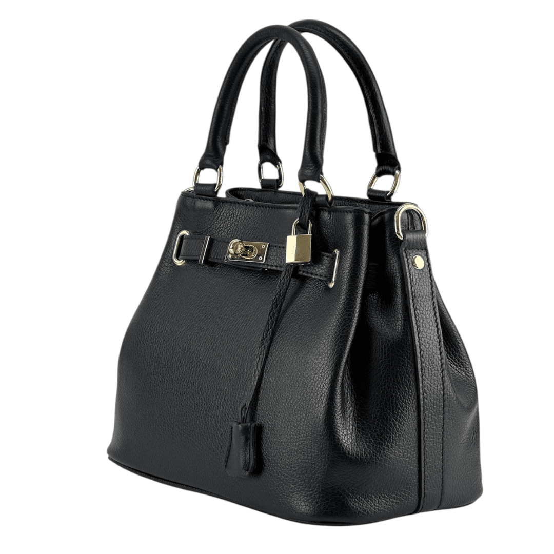 Női táska természetes bőrből Alira - fekete