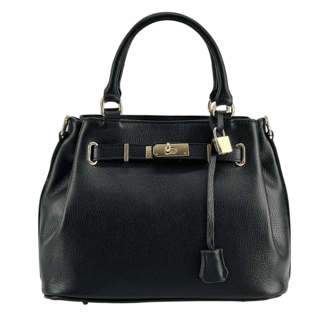 Női táska természetes bőrből Alira - fekete