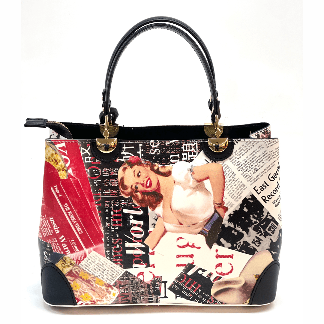 Női táska természetes bőrből, Alika - Monroe nyomtatással