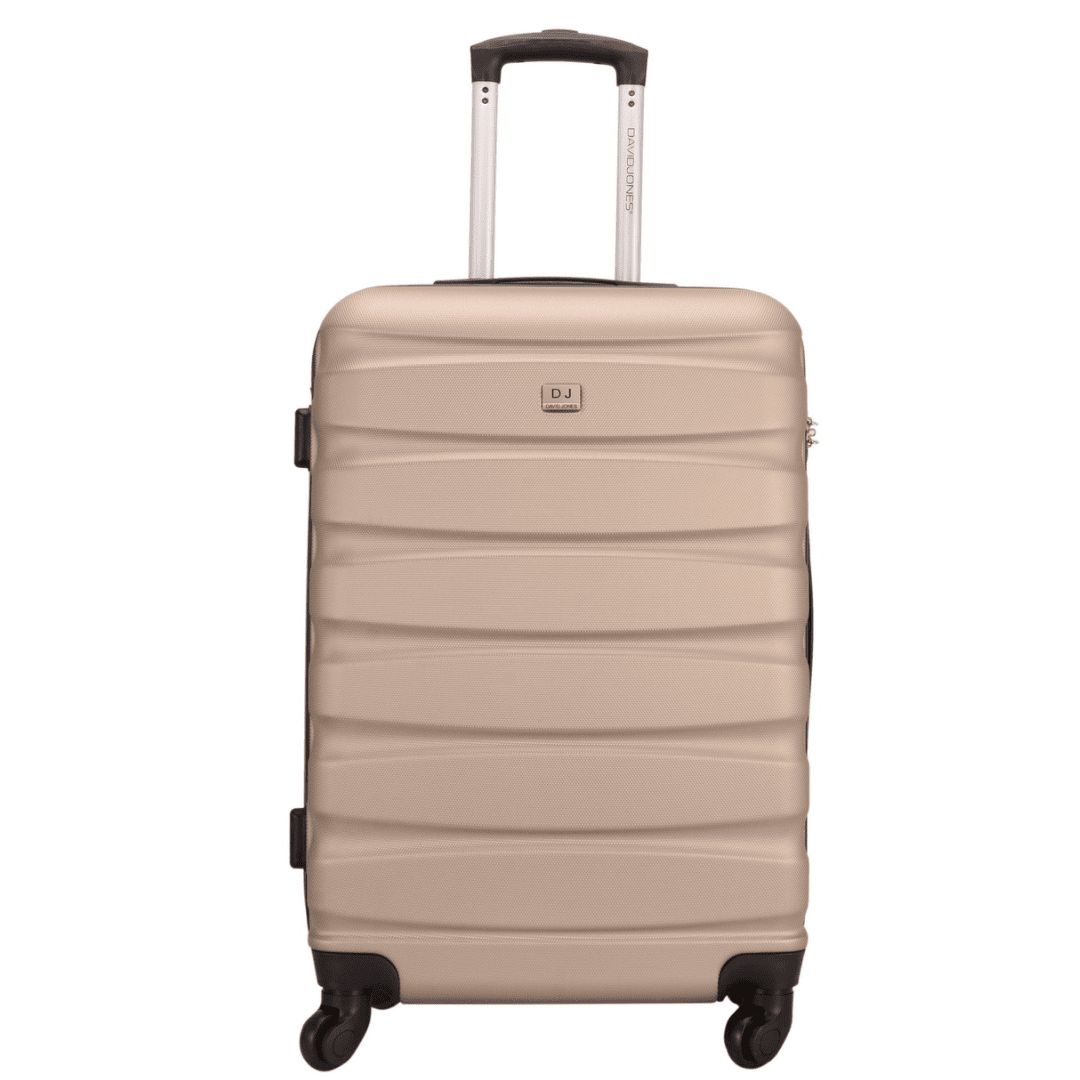 David Jones - Bőröndkészlet mozgatható kerekekkel, 3 méretben - világosbarna