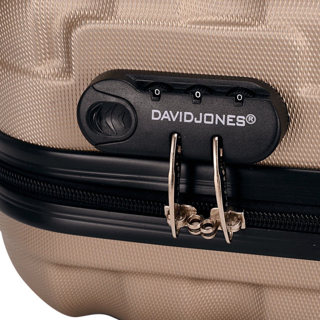 David Jones - Bőröndkészlet mozgatható kerekekkel, 3 méretben - világosbarna