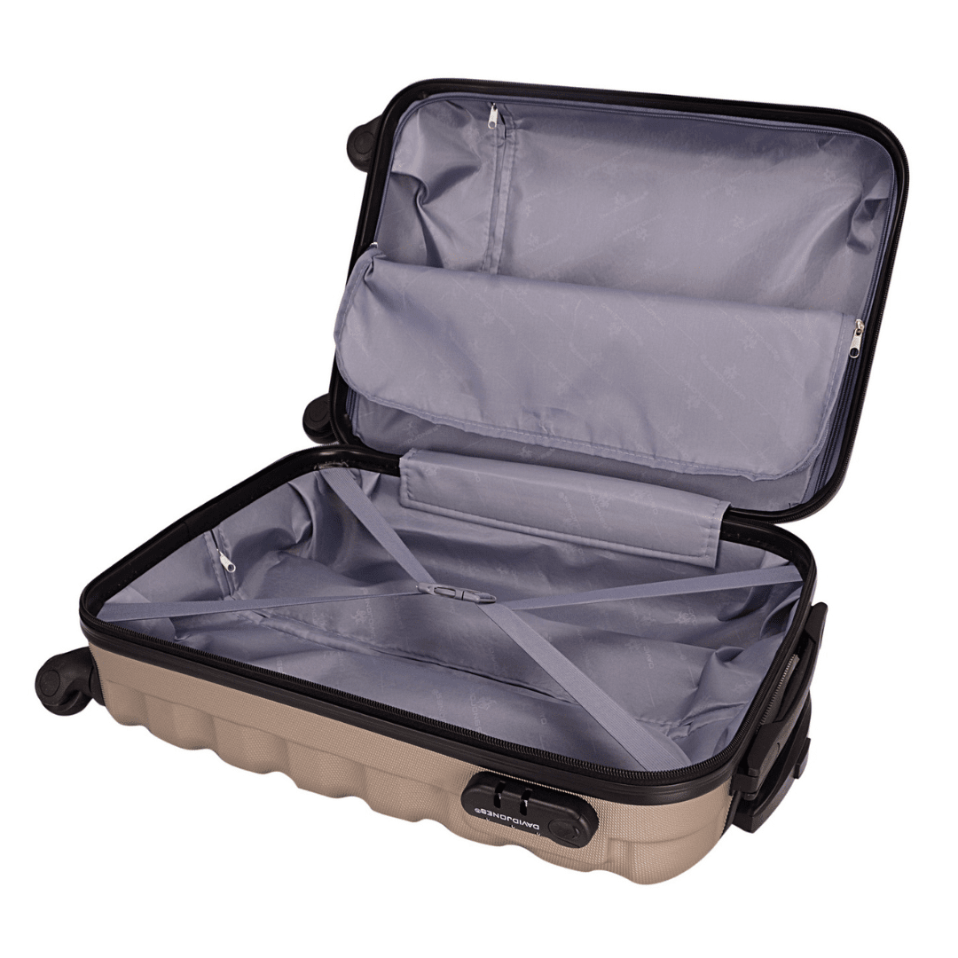 David Jones - Bőröndkészlet mozgatható kerekekkel, 3 méretben - világosbarna