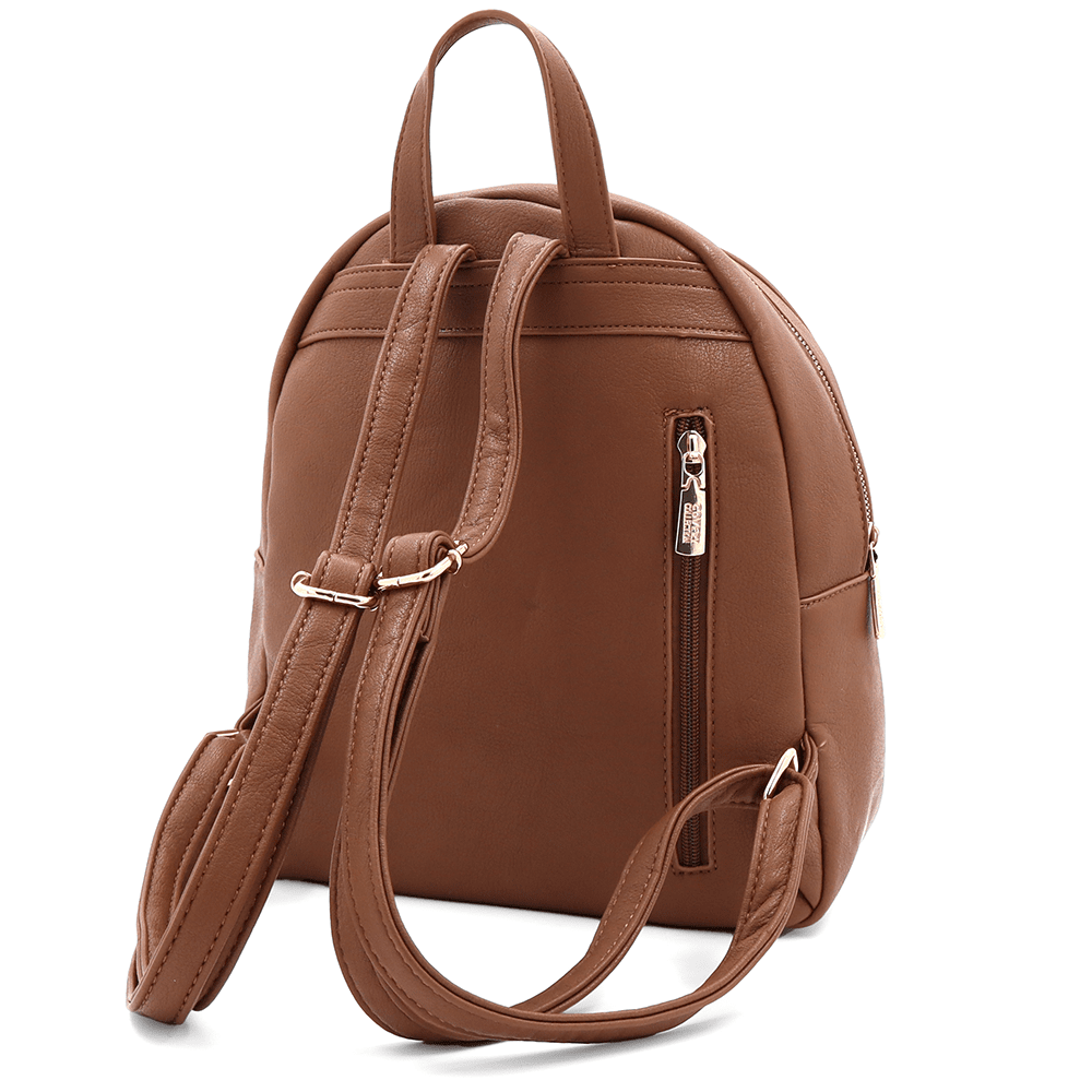 Plüss női hátizsák – bézs / téglabarna