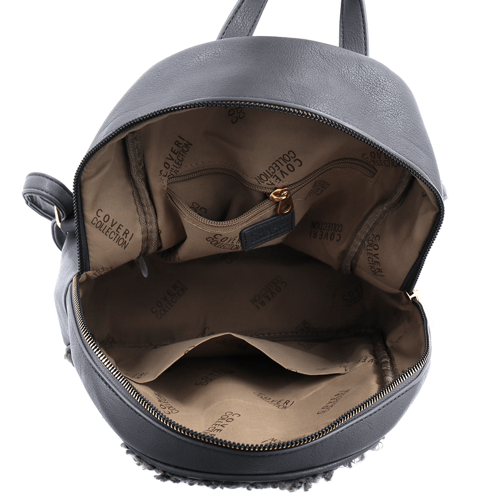 Plüss női hátizsák – szürke