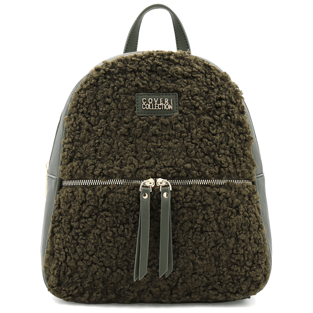 Plüss női hátizsák – zöld