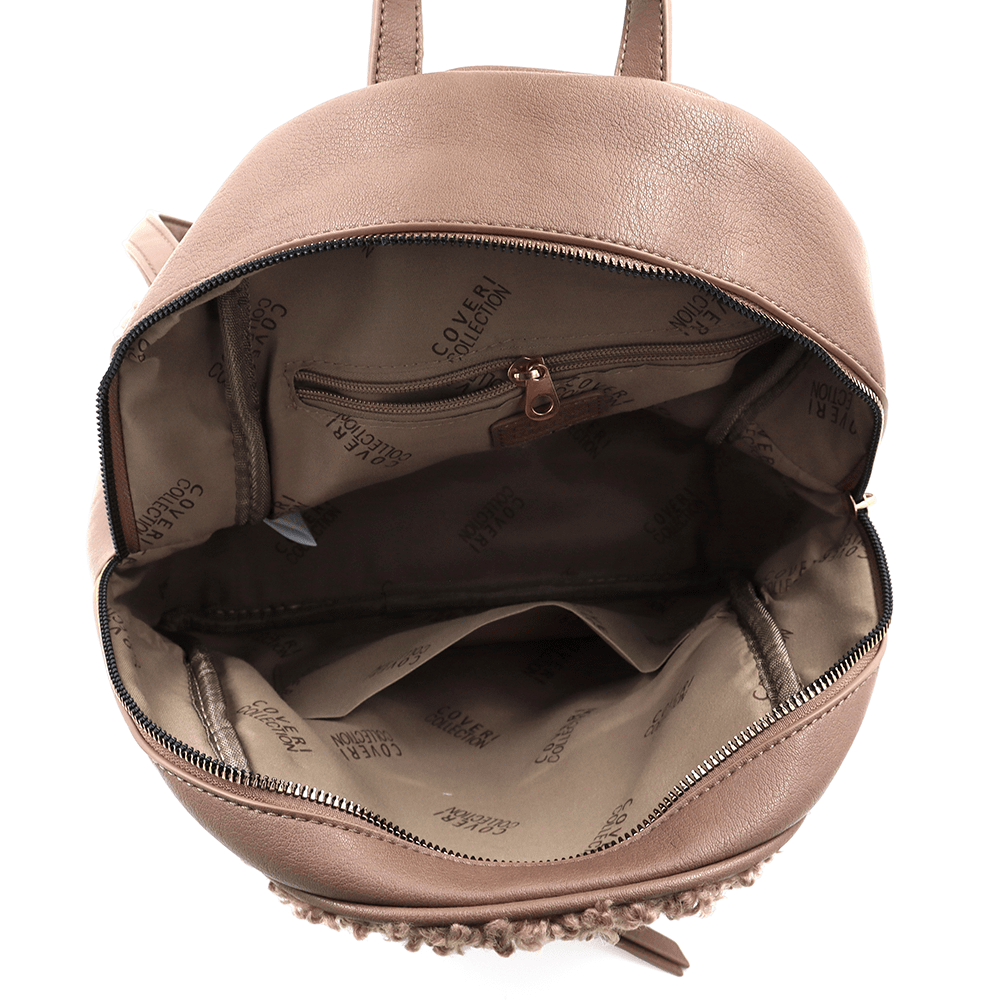 Plüss női hátizsák – világosbarna