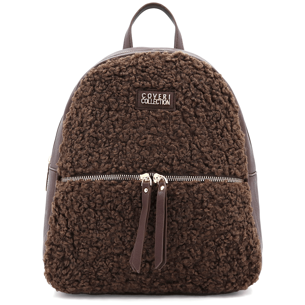 Plüss női hátizsák – sötétbarna