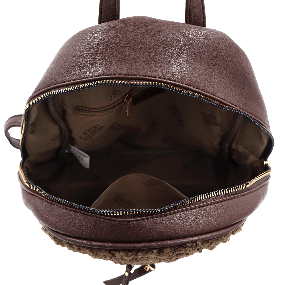 Plüss női hátizsák – sötétbarna