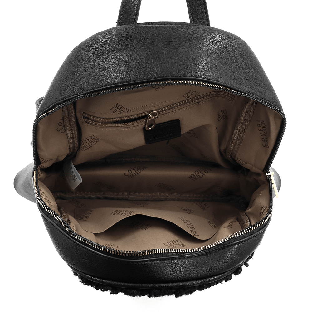 Plüss női hátizsák – fekete