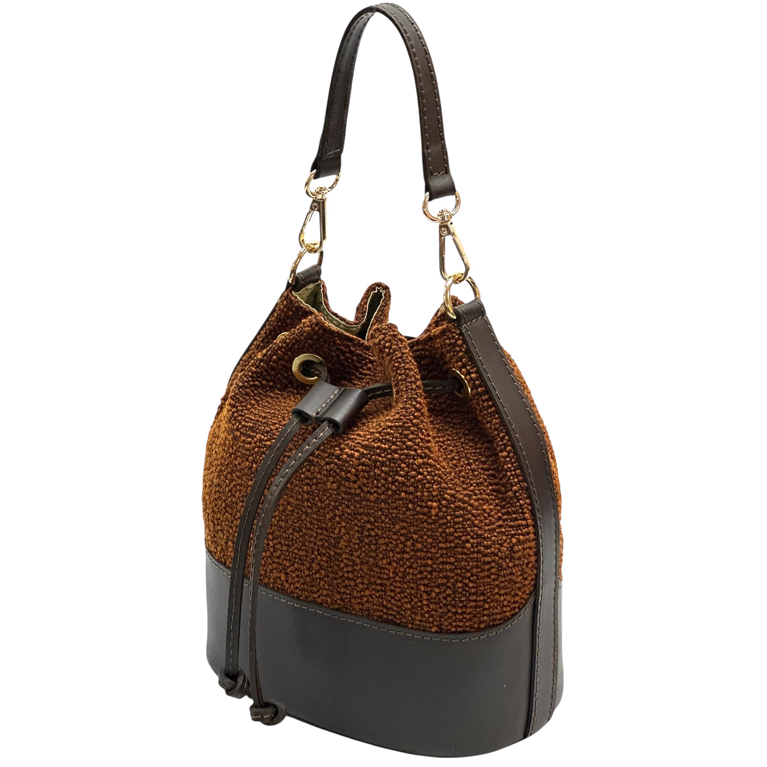 Természetes bőr és tweed táska Arla – téglabarna