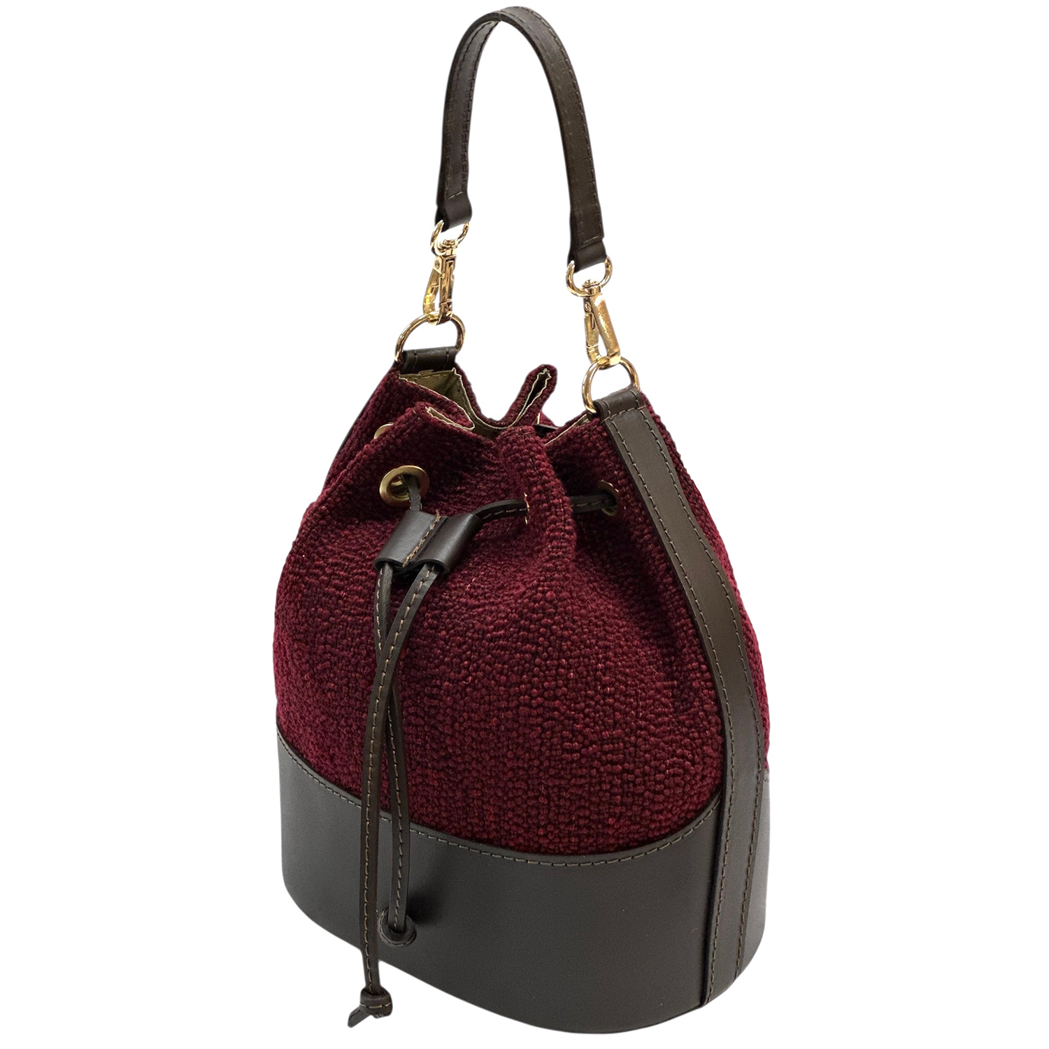 Természetes bőr és tweed táska Arla – bordó