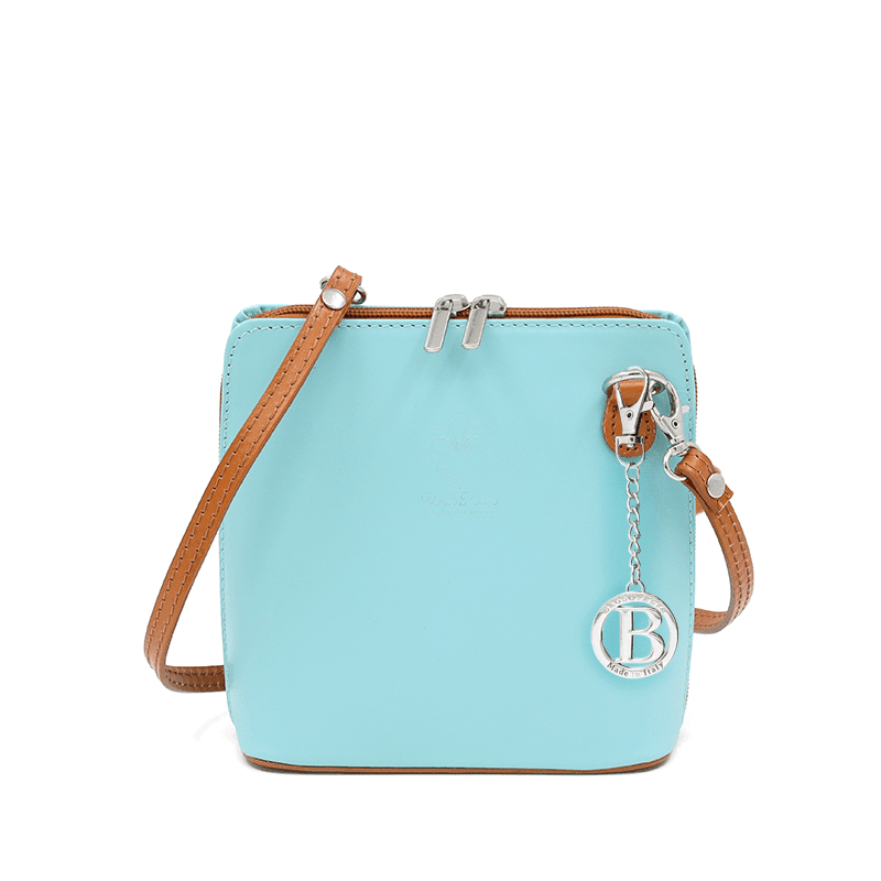 Természetes bőr válltáska - türkiz