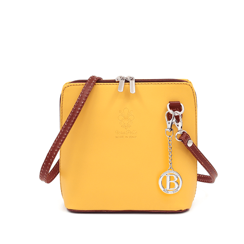 Természetes bőr válltáska - mustársárga