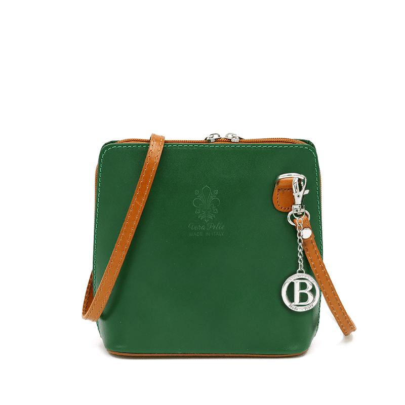 Természetes bőr válltáska - zöld