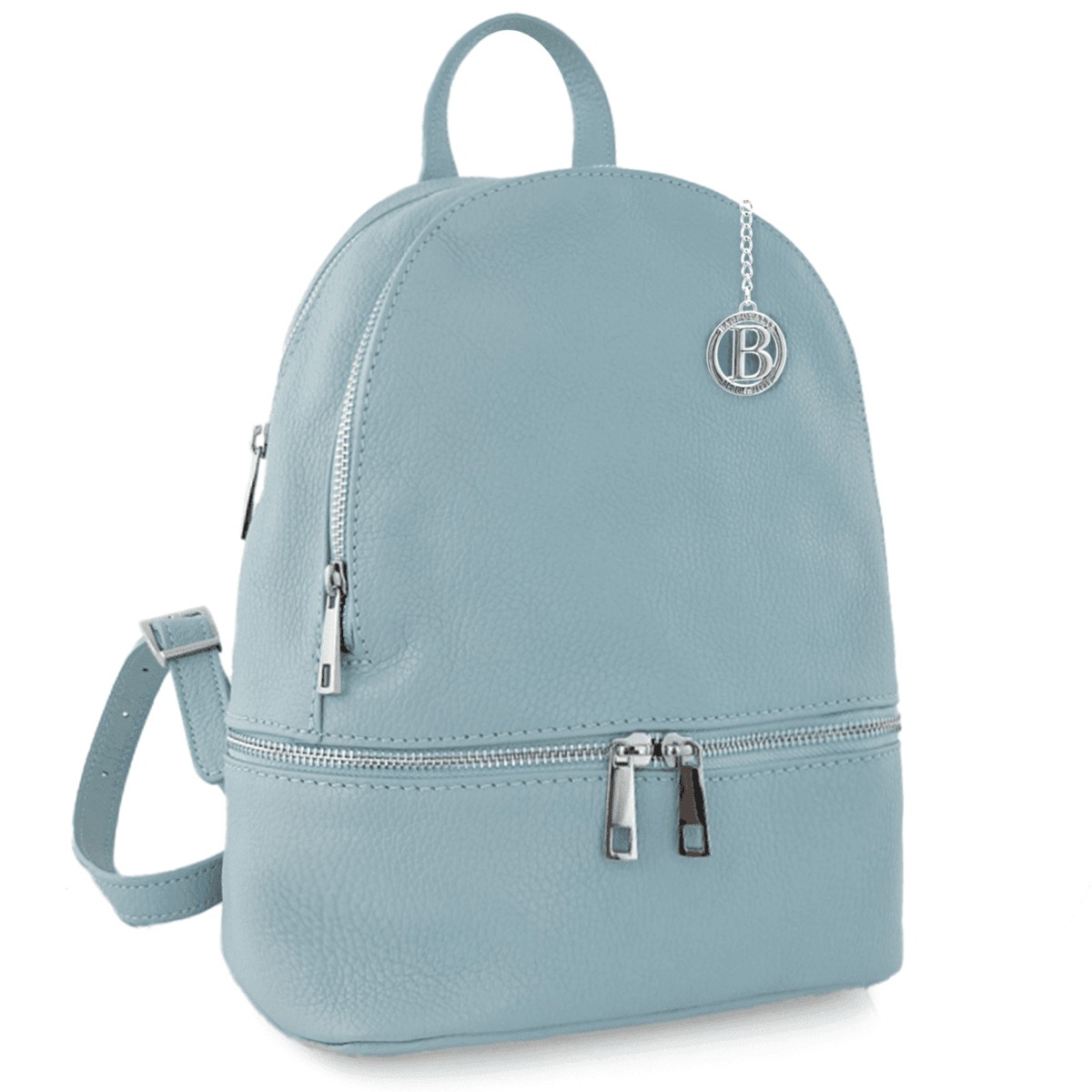 Linda női hátizsák természetes bőrből - világoskék