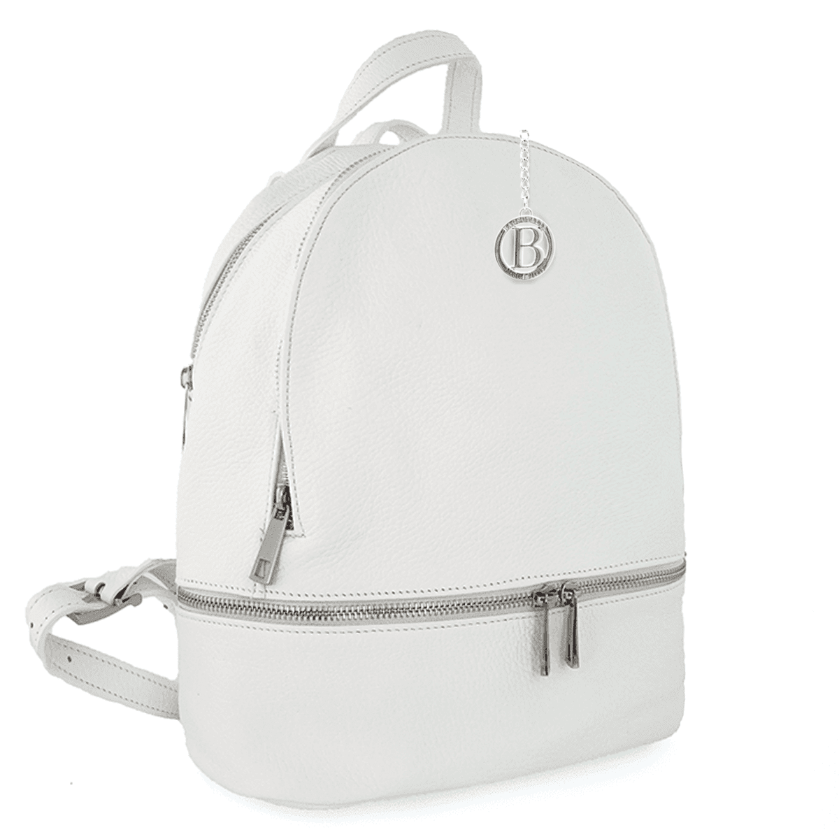 Női hátizsák természetes bőrből Linda - fehér