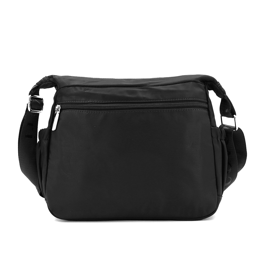 Női válltáska szövetből, sok zsebbel - fekete