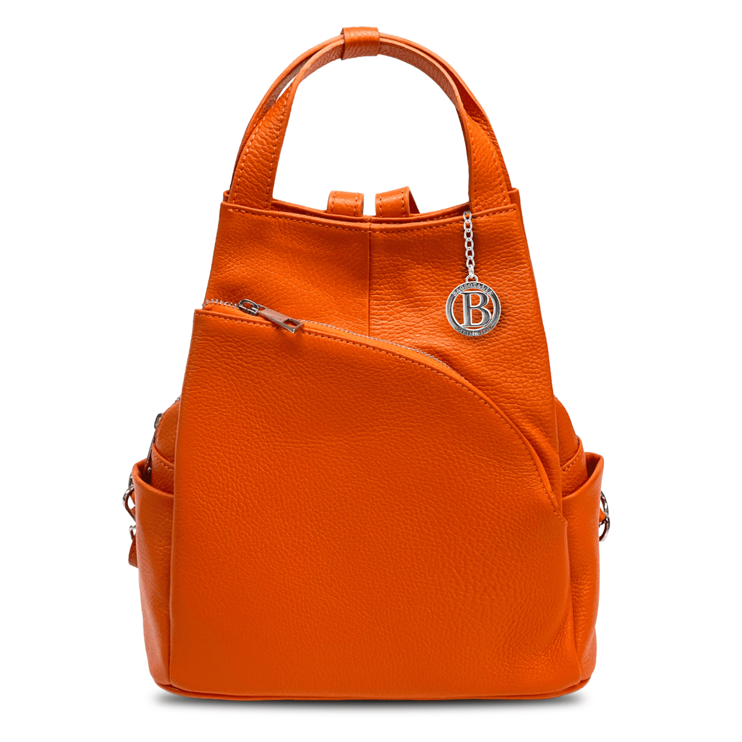 Lara természetes bőr hátizsák - narancssárga