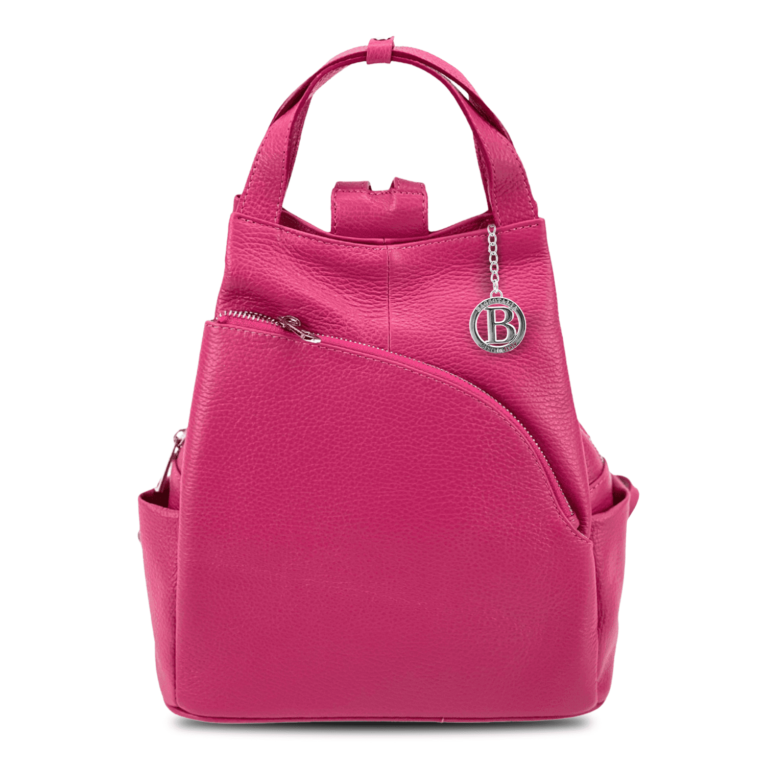 Lara természetes bőr hátizsák - fukszia