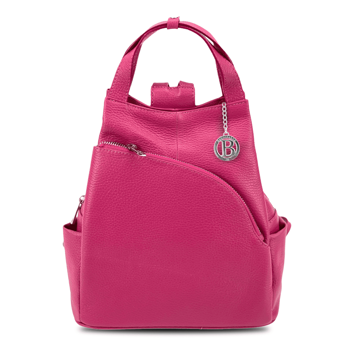 Lara természetes bőr hátizsák - fukszia