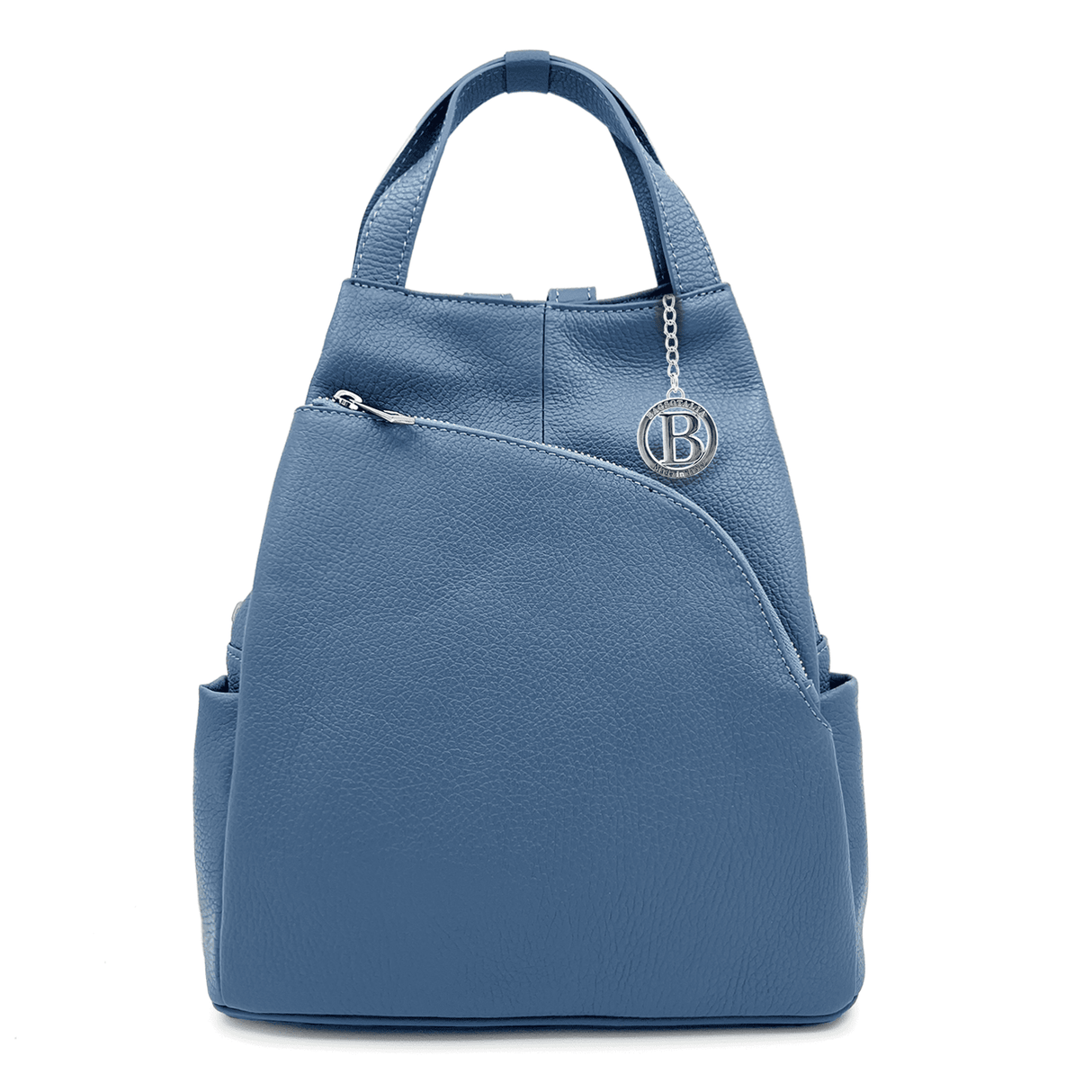 Lara természetes bőr hátizsák - világoskék