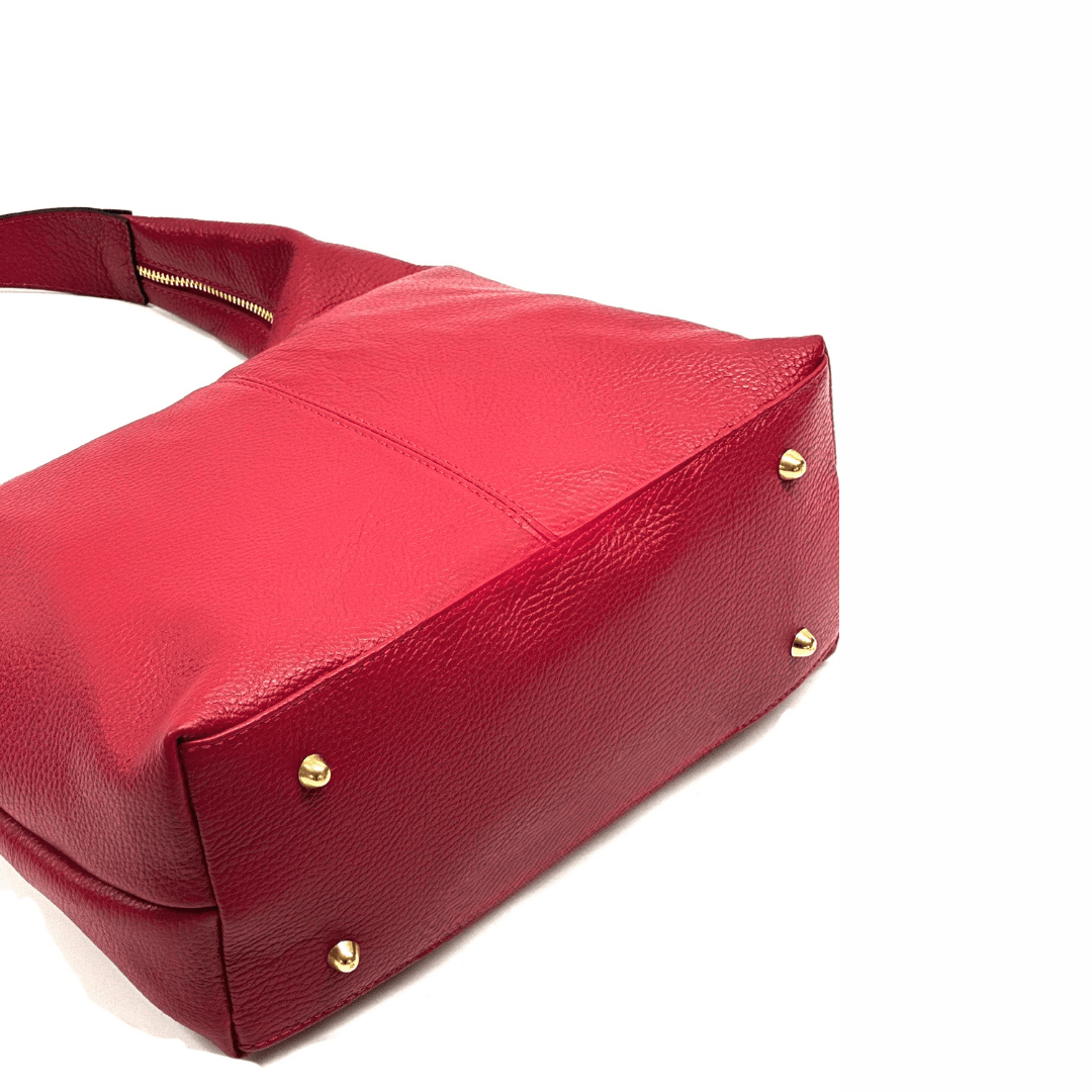 Nagy táska természetes bőrből Danaya - sötétvörös