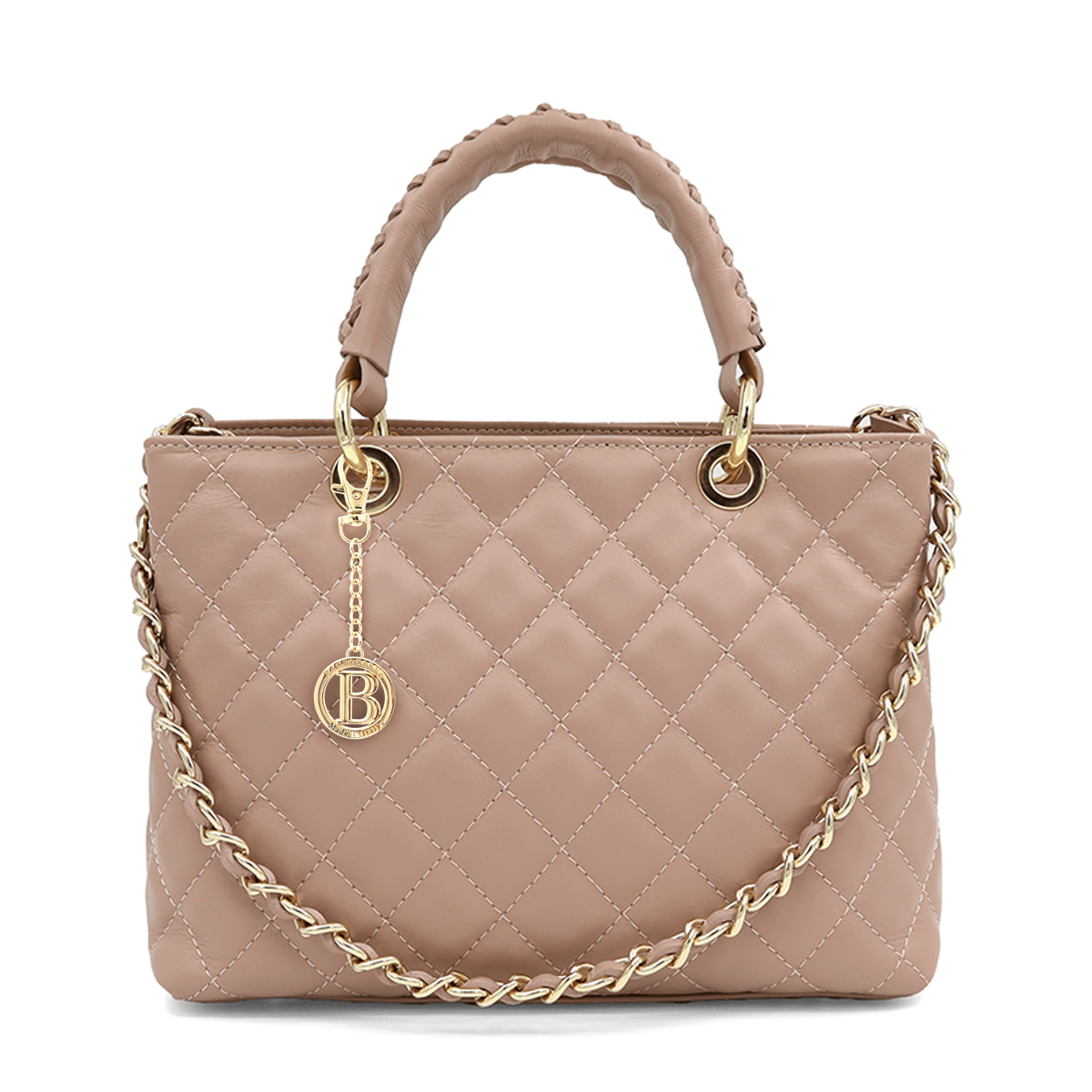 Női táska természetes bőrből Francesca - rózsaszín hamu