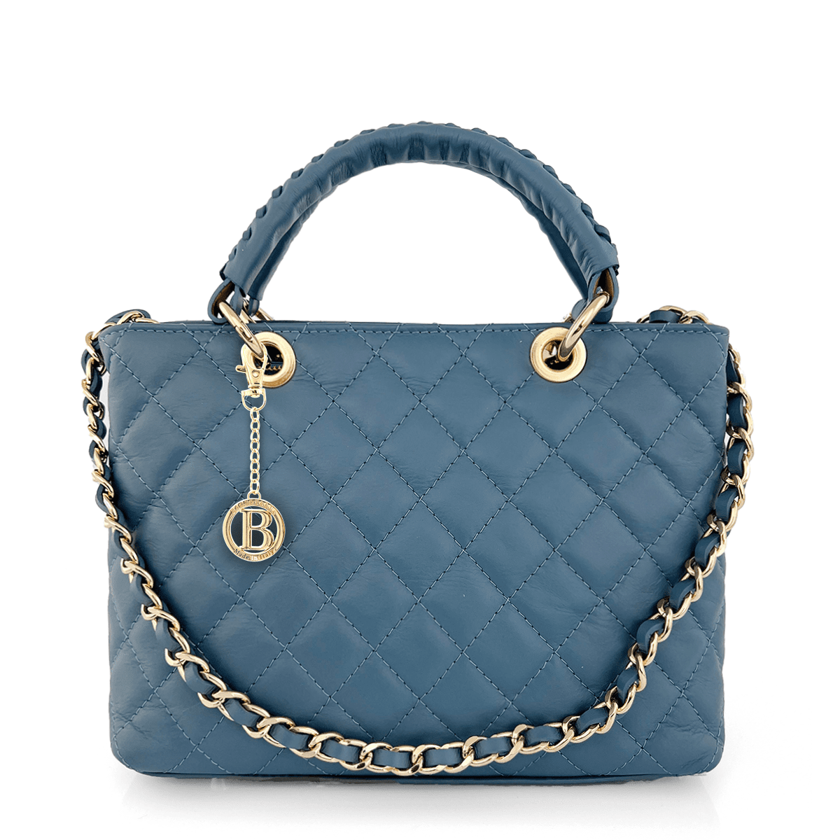 Női táska természetes bőrből Francesca - kék