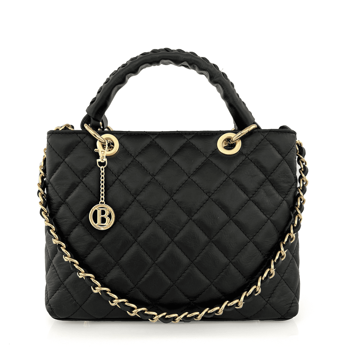 Női táska természetes bőrből Francesca - fekete