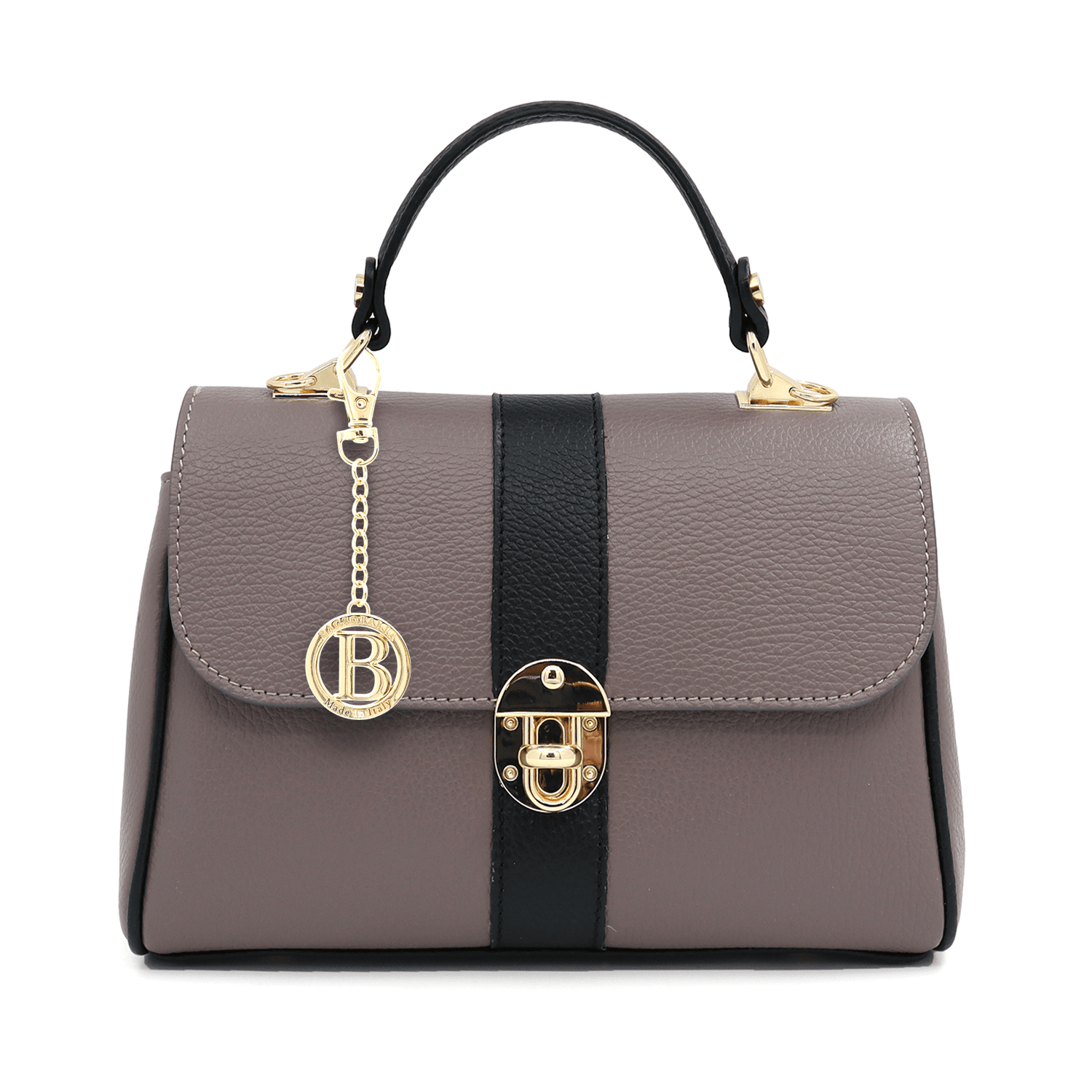 Női táska természetes bőrből Miriam - sötét szürke / fekete