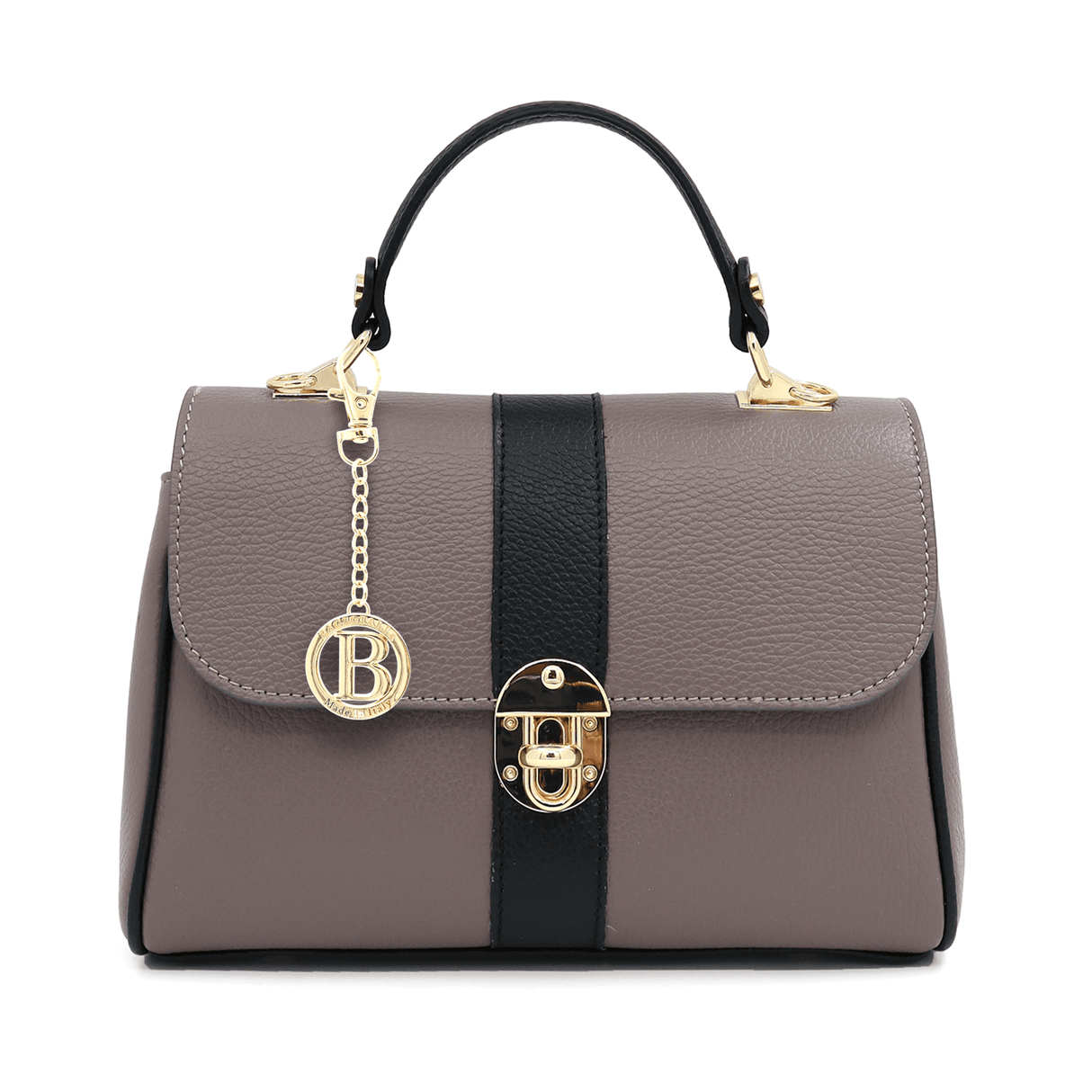 Női táska természetes bőrből Miriam - sötét szürke / fekete