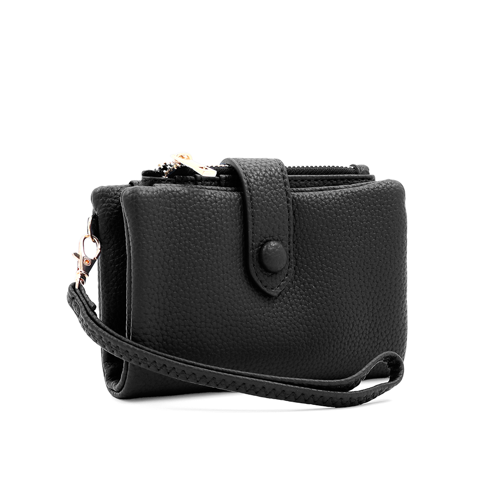 Női pénztárca csuklópánttal – fekete