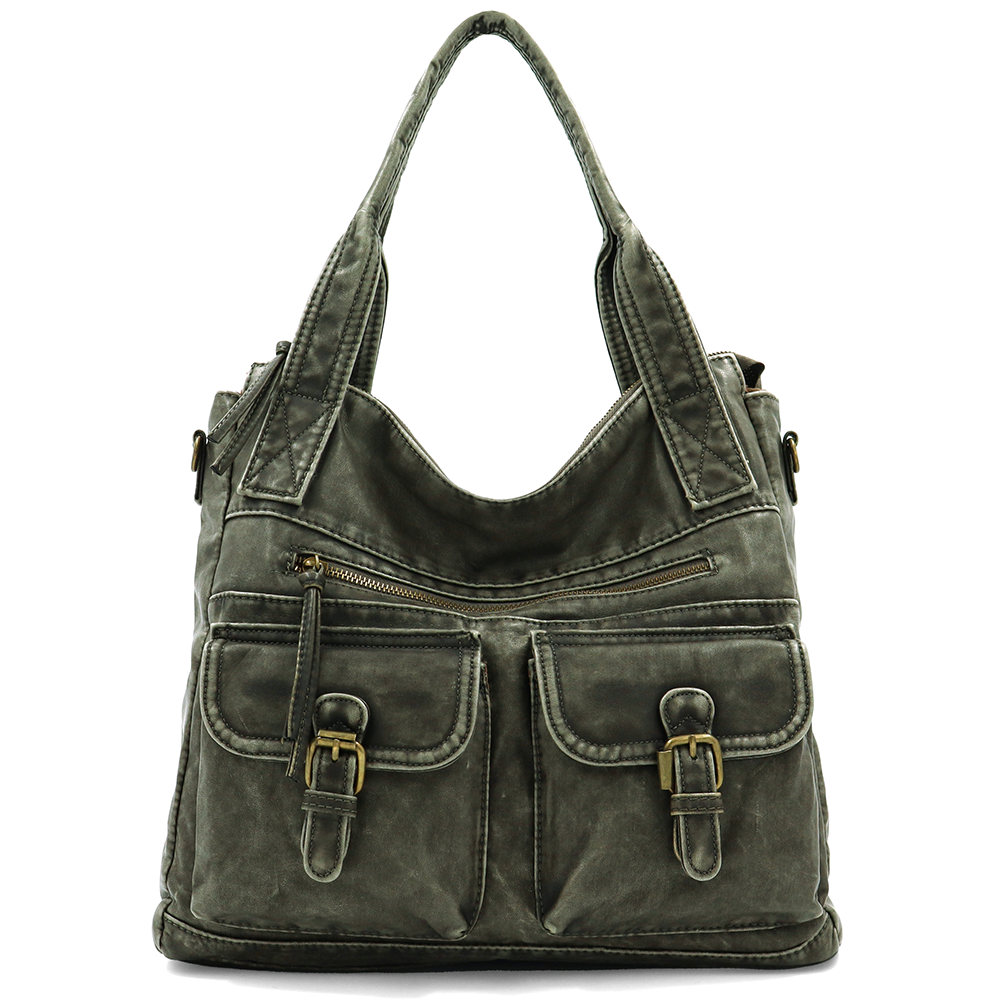 Nagy méretű női táska, vintage hatású – zöld