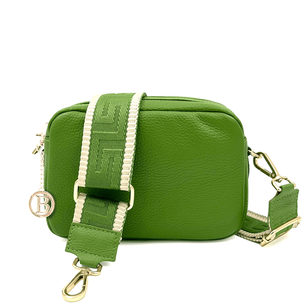 Természetes bőr válltáska 2 fogantyúval - zöld