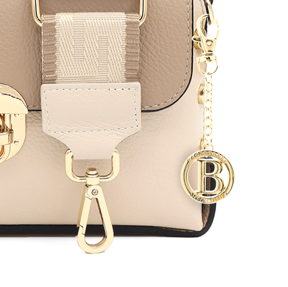 Antoanella női táska természetes bőrből - bézs/világosbarna