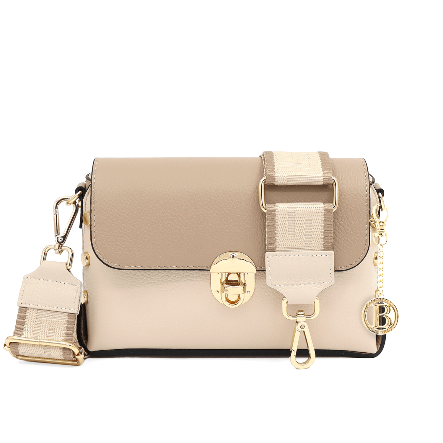 Antoanella női táska természetes bőrből - bézs/világosbarna