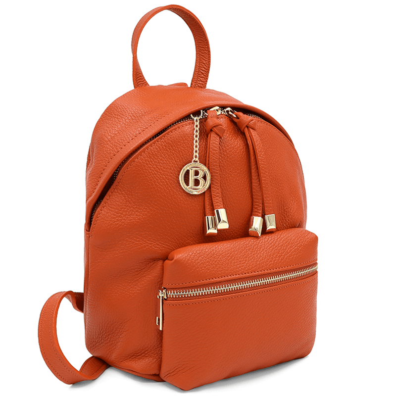 Női hátizsák természetes bőrből Aida - narancssárga
