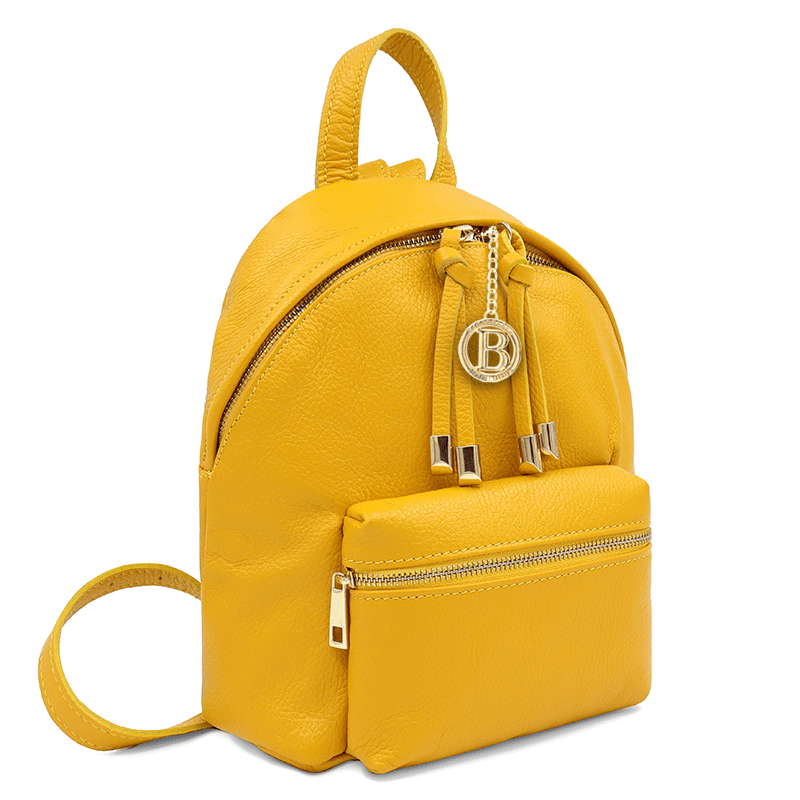 Női hátizsák természetes bőrből Aida - sárga