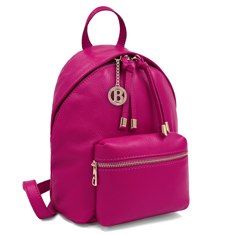 Női hátizsák természetes bőrből Aida - fukszia