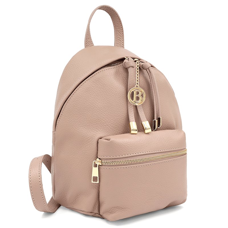 Női hátizsák természetes bőrből Aida - rózsaszín hamu