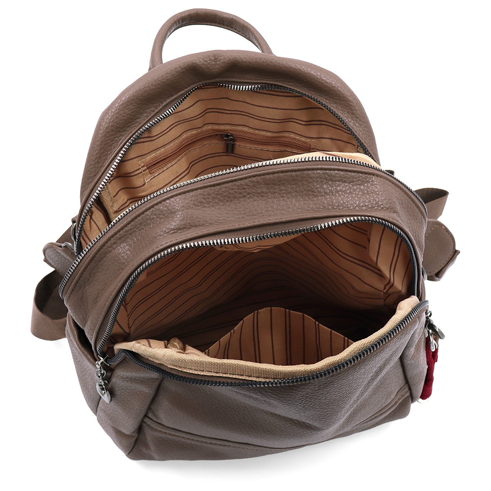 2 az 1-ben – Hátizsák és táska két nagy rekesszel és kulcstartóval – sötétbarna