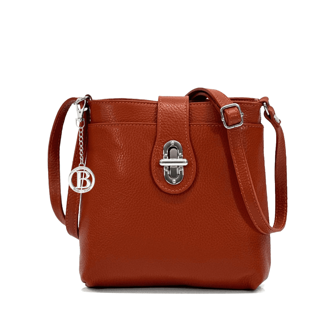 Andria természetes bőr válltáska - piros-narancssárga