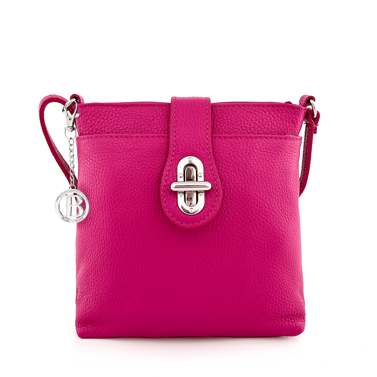 Andria természetes bőr válltáska - fukszia