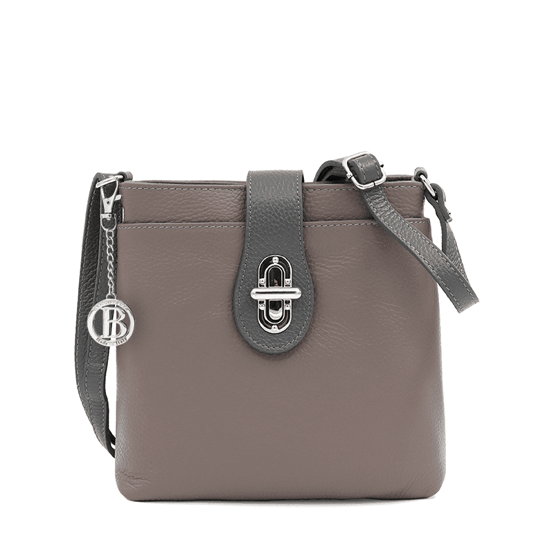 Andria természetes bőr válltáska - szürke