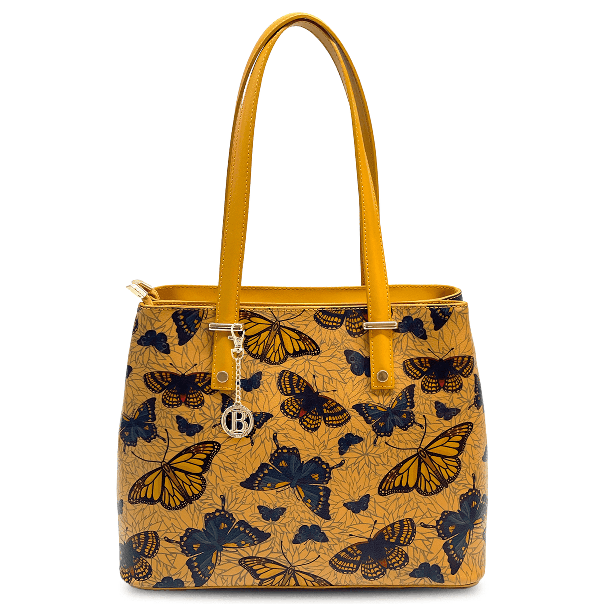 Természetes bőr táska mustársárga mintával