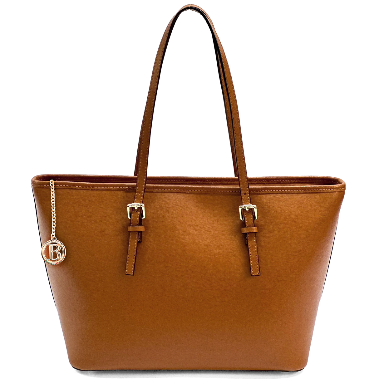 Nagy méretű női táska természetes bőrből – téglabarna