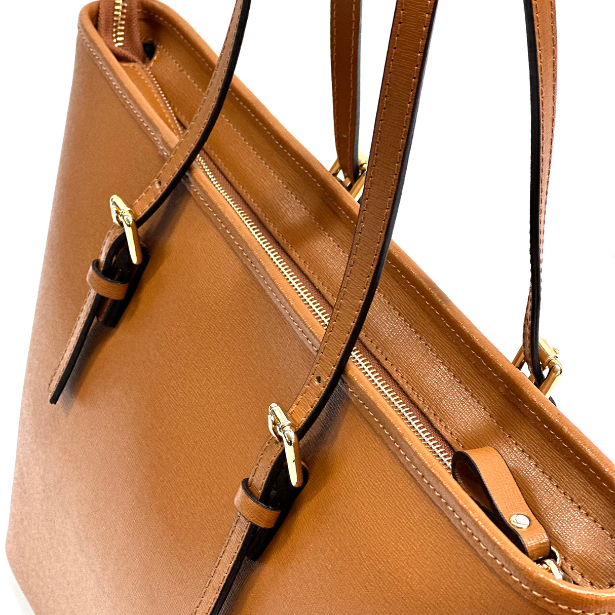 Nagy méretű női táska természetes bőrből – téglabarna