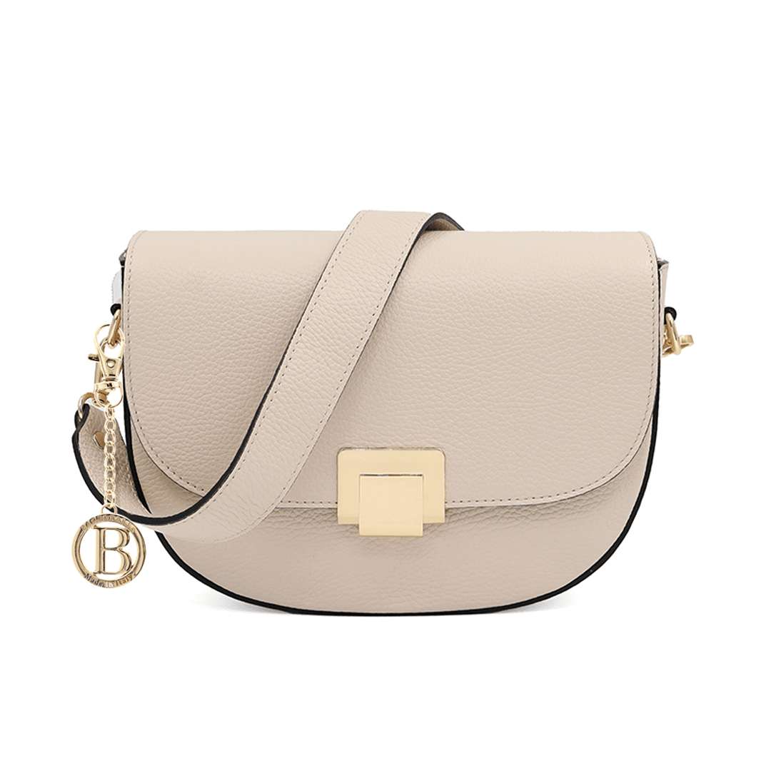 Válltáska 2 fogantyúval, természetes bőrből, Nola - bézs