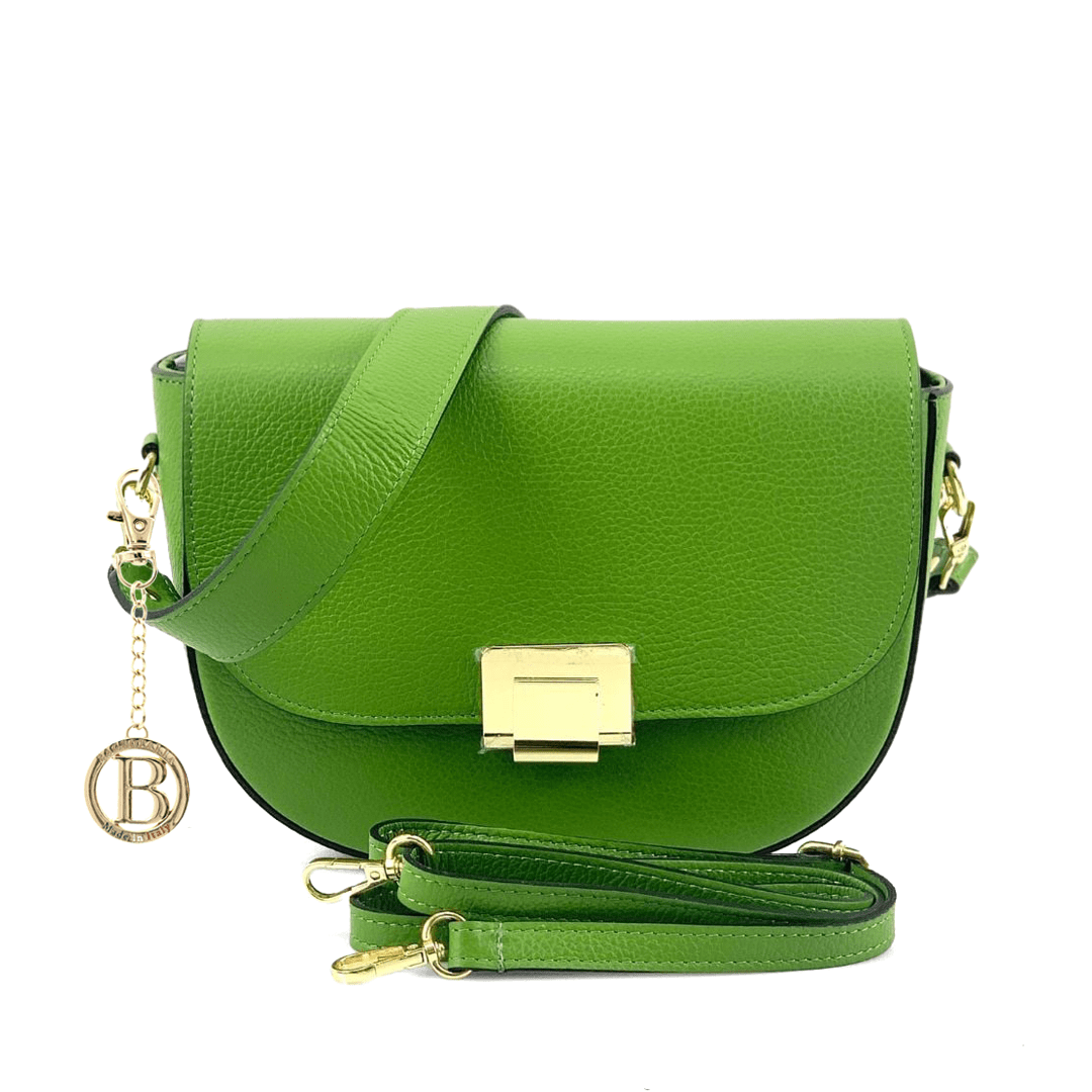 Válltáska 2 fogantyúval természetes bőrből Nola - zöld