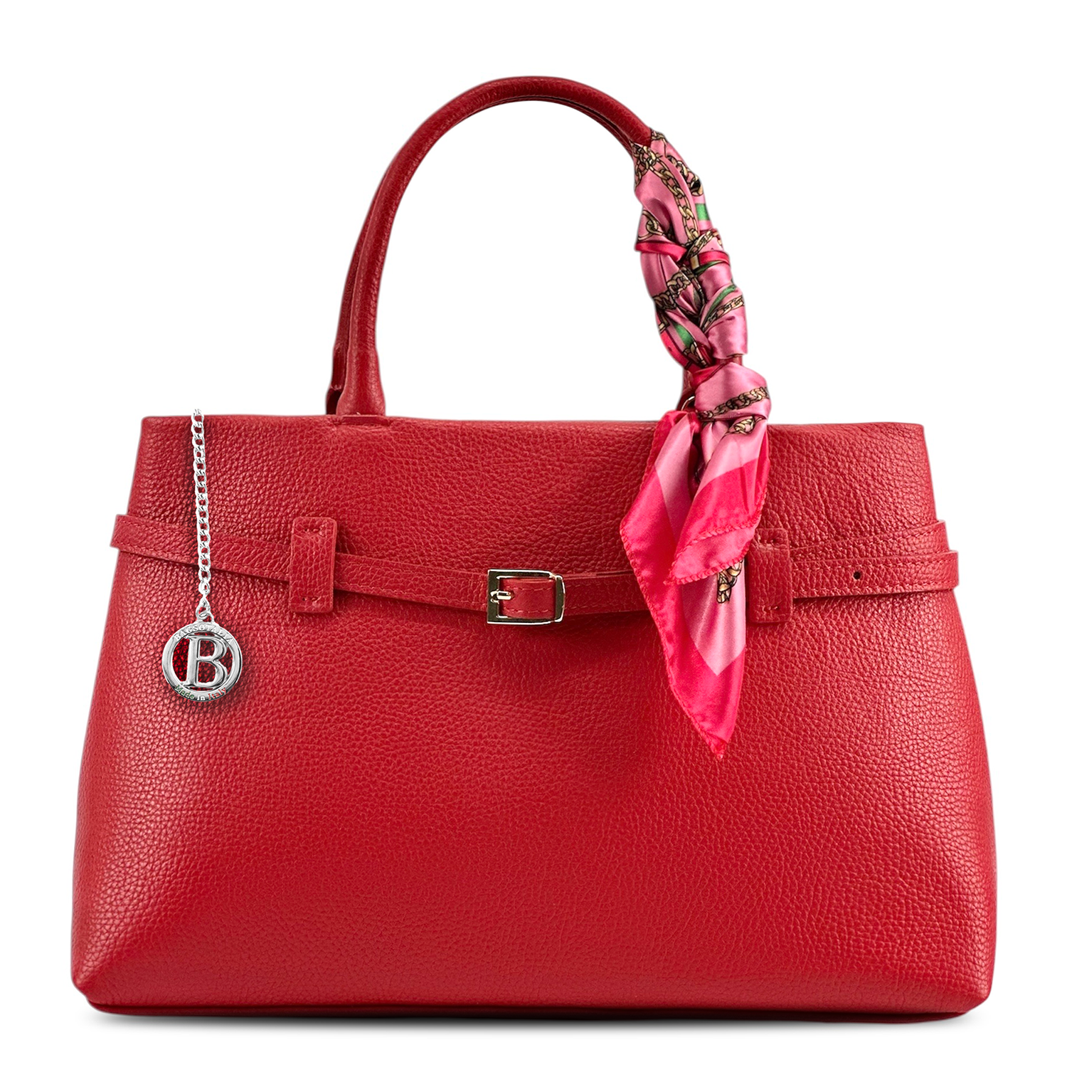 Női táska, természetes bőrből – piros